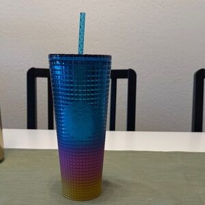 Starbucks Blue and Purple Gradient Tumbler with Straw